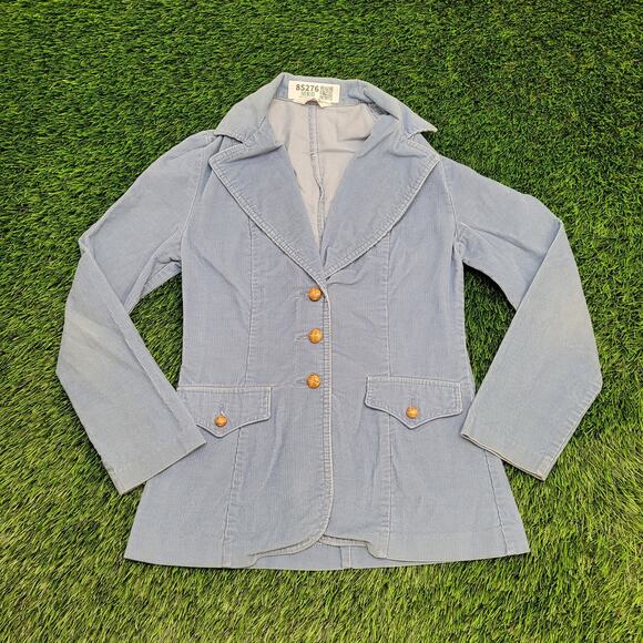 Vintage LEVIS Corduroy Coat Jacket Womens 2XS/XS 15x26 Blue - Picture 1 of 14